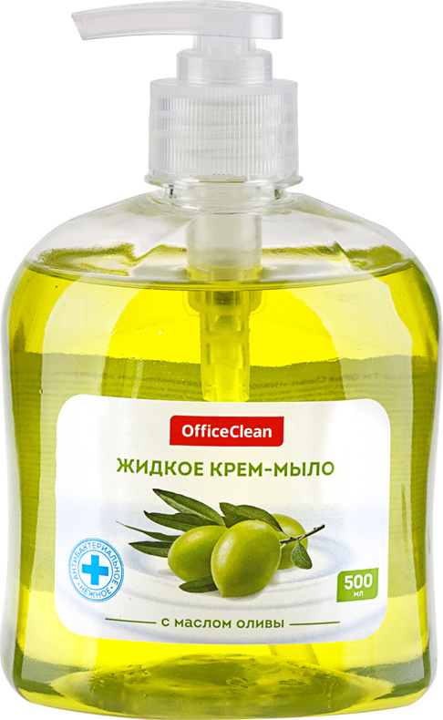 Мыло-крем жидкое OfficeClean "Нежное", антибактериальное, с маслом оливы, с дозатором, 500мл  #1