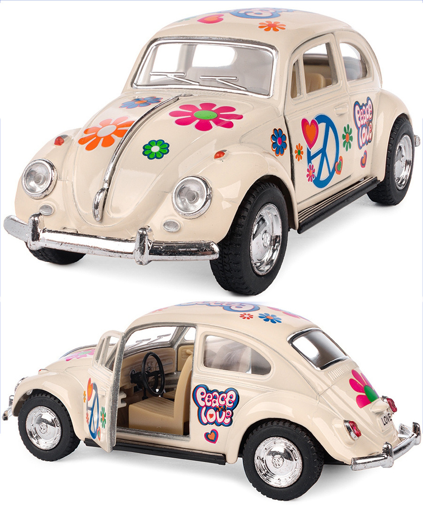 Машинка металлическая Kinsmart 1:32 1967 Volkswagen Classical Beetle (Жук) 5375DFKT инерционная, двери #1