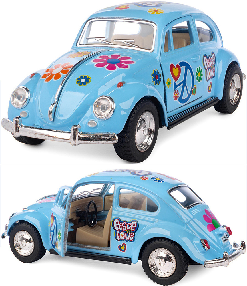 Машинка металлическая Kinsmart 1:32 1967 Volkswagen Classical Beetle (Жук) 5375DFKT инерционная, двери #1