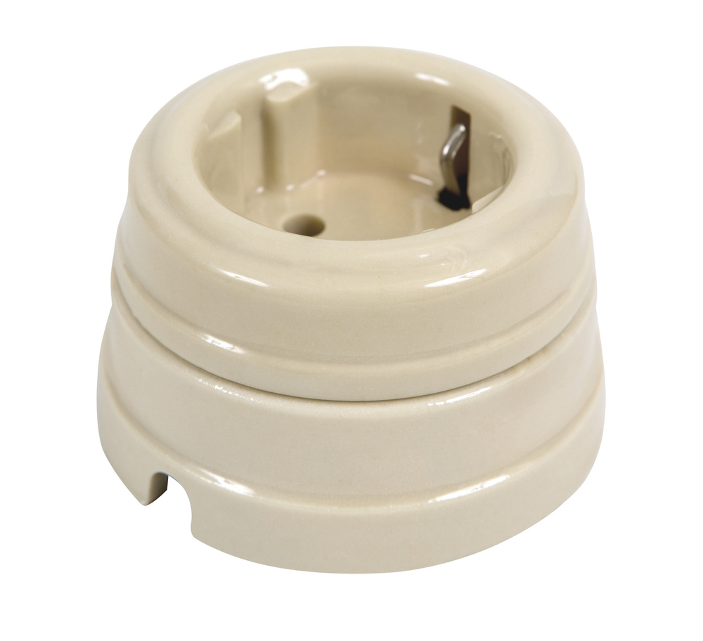 Розетка ретро фарфоровая , двухполюсная, с заземляющим контактом ...