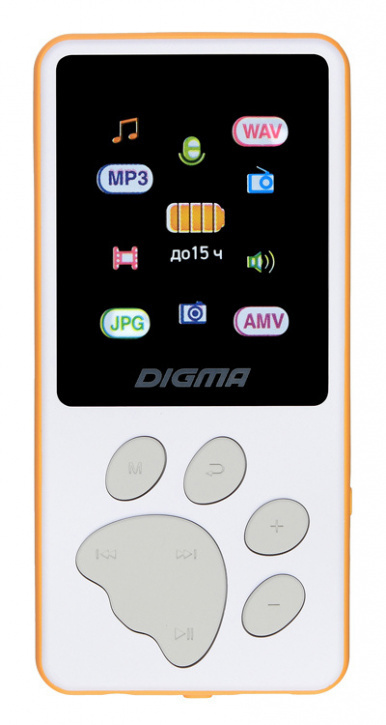 Плеер Hi-Fi Flash Digma S4 8Gb белый/оранжевый/1.8"/FM/microSDHC #1