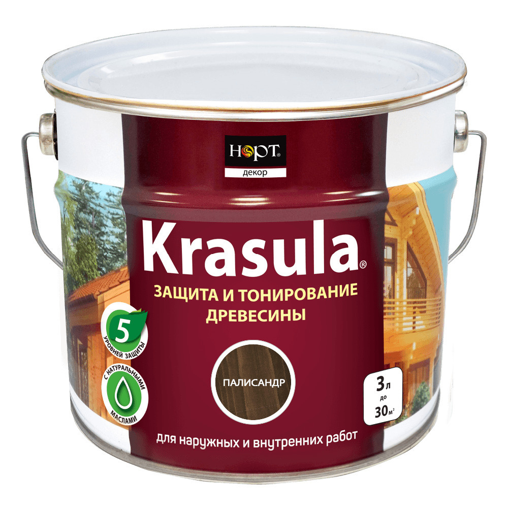 Krasula 3л палисандр, Защитно-декоративный состав для дерева и древесины Красула, пропитка, защитная #1