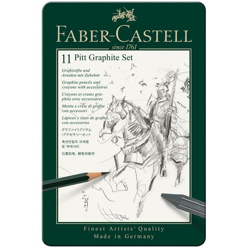 Набор карандашей ч/г Faber-Castell "Pitt Graphite", 11 предметов, заточен., метал. кор.  #1