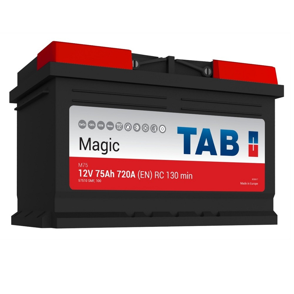 Аккумулятор автомобильный TAB Magic M75 (189072 57510), 75 Ач, пуск ...