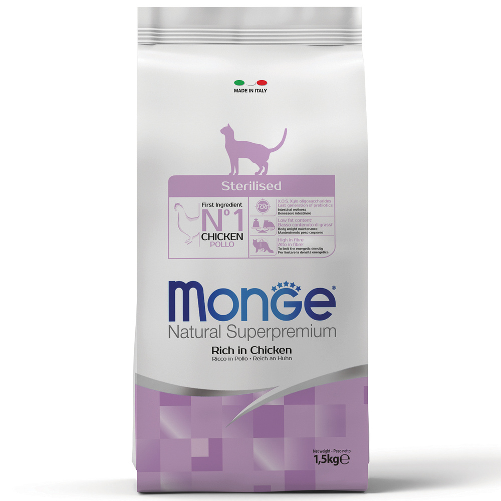 Monge Cat Monoprotein Sterilised корм для стерилизованных кошек всех пород, курица 1,5 кг  #1