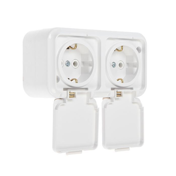 Розетка BYLECTRICA РА16-303 Пралеска, 16А, двухмест., наруж., с з/к ...