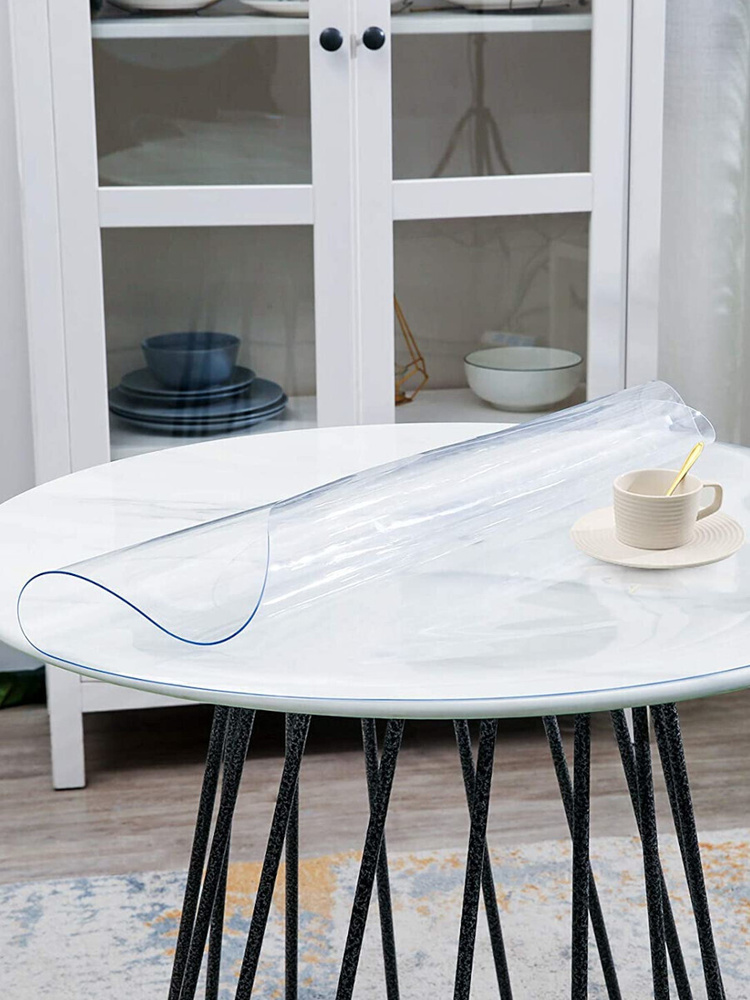 Круглая клеенка на кухонный стол прозрачная силиконовая