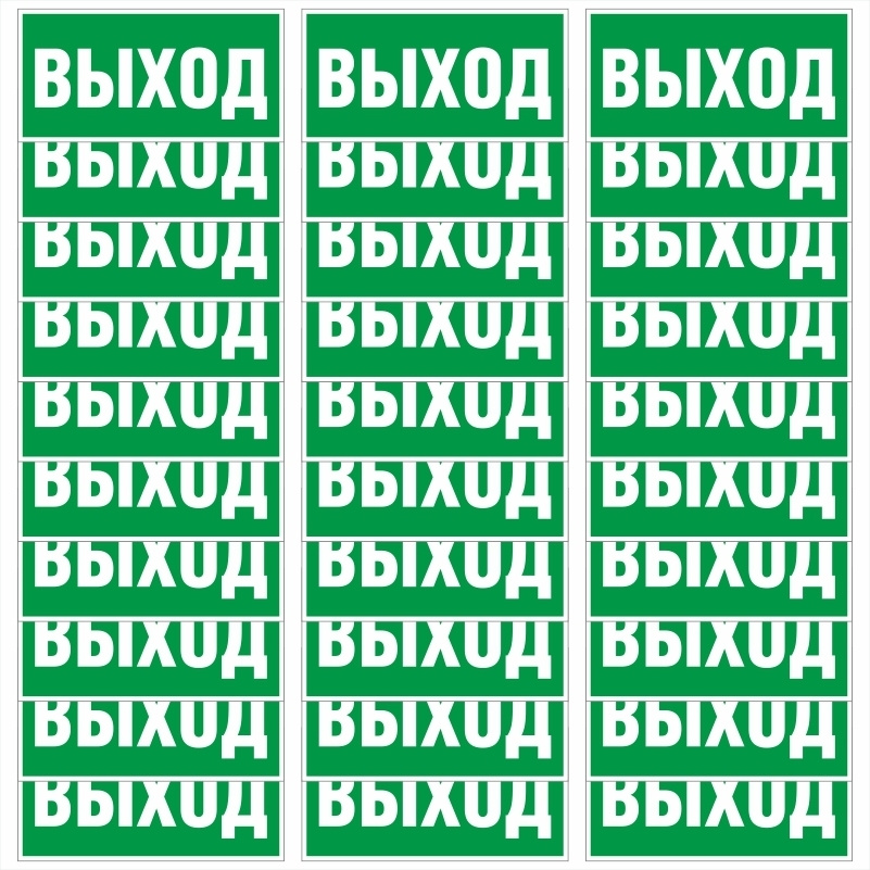 Знак-наклейка E22 "Указатель Выхода" 200х100 мм самоклеящийся виниловый на подложке 30 шт ПолиЦентр  #1