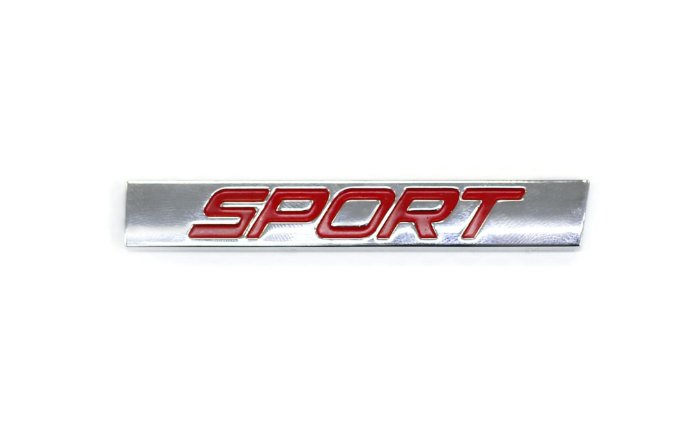 Шильдик самоклеющийся алюминиевый, SPORT хром, красные буквы - купить ...