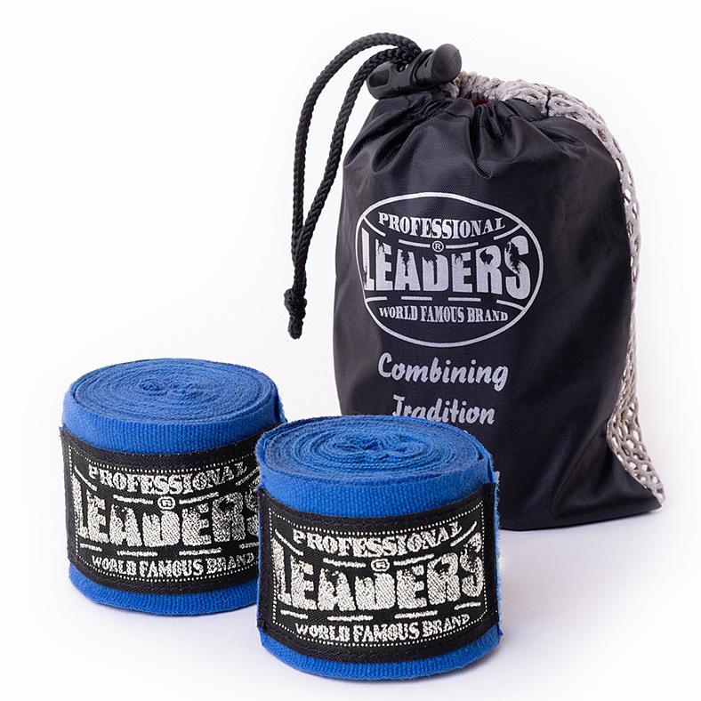 Бинты боксерские leaders semi elastic 3.5 m синие #1