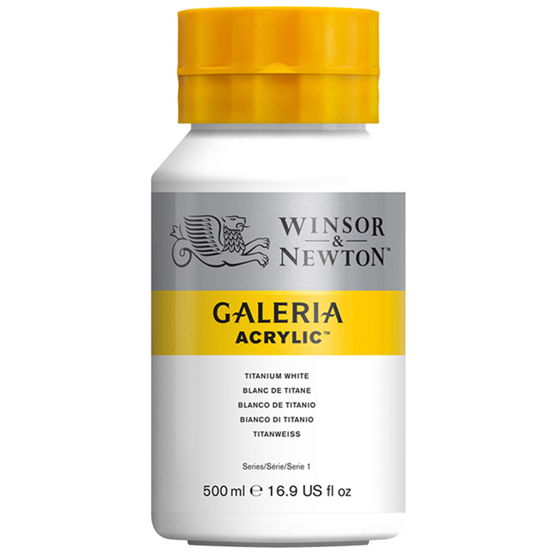 Краска акриловая художественная Winsor&Newton "Galeria", 500мл, банка, титановые белила  #1