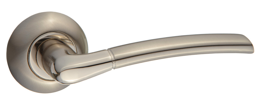 Ручка дверная межкомнатная на круглой розетке Puerto INAL 515-08, никель матовый/никель блестящий  #1