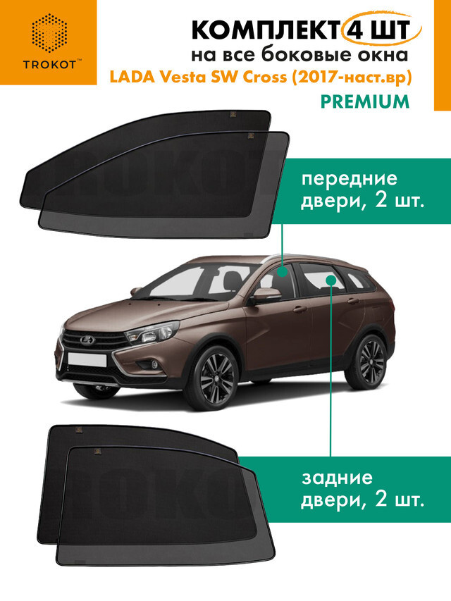 Каркасные автошторки на магнитах TROKOT PREMIUM на Лада Веста (СВ Кросс) LADA Vesta (1) (SW Cross) (2017-н.в) #1