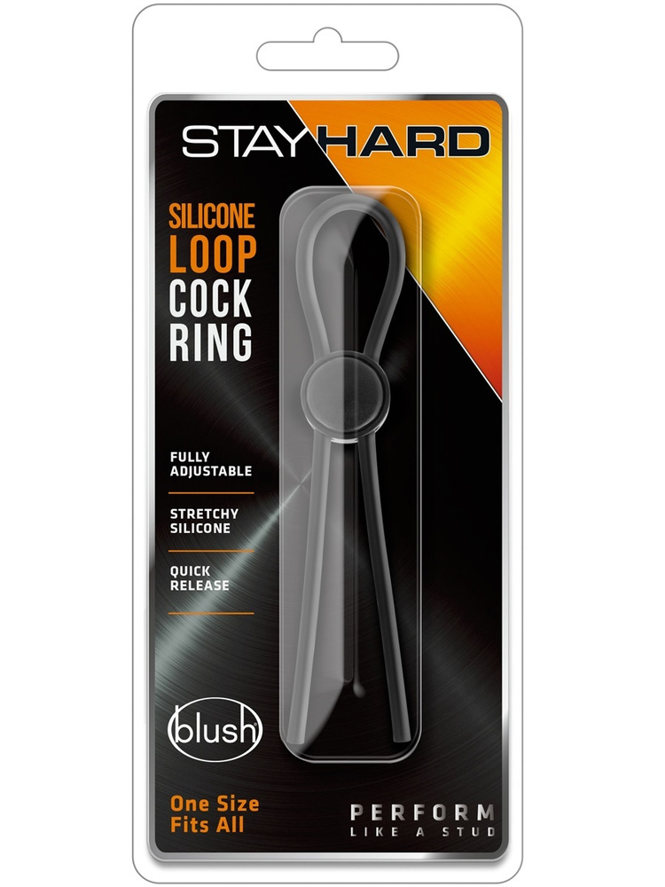 Эластичное силиконое лассо для мужчин "STAY HARD SILICONE LOOP COCK RING BLACK "  #1