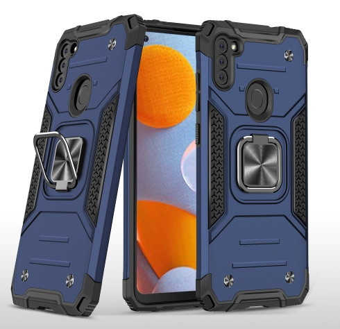 Противоударный чехол для Samsung Galaxy A11 A115 / M11 синий с пластиной для магнитного автодержателя #1