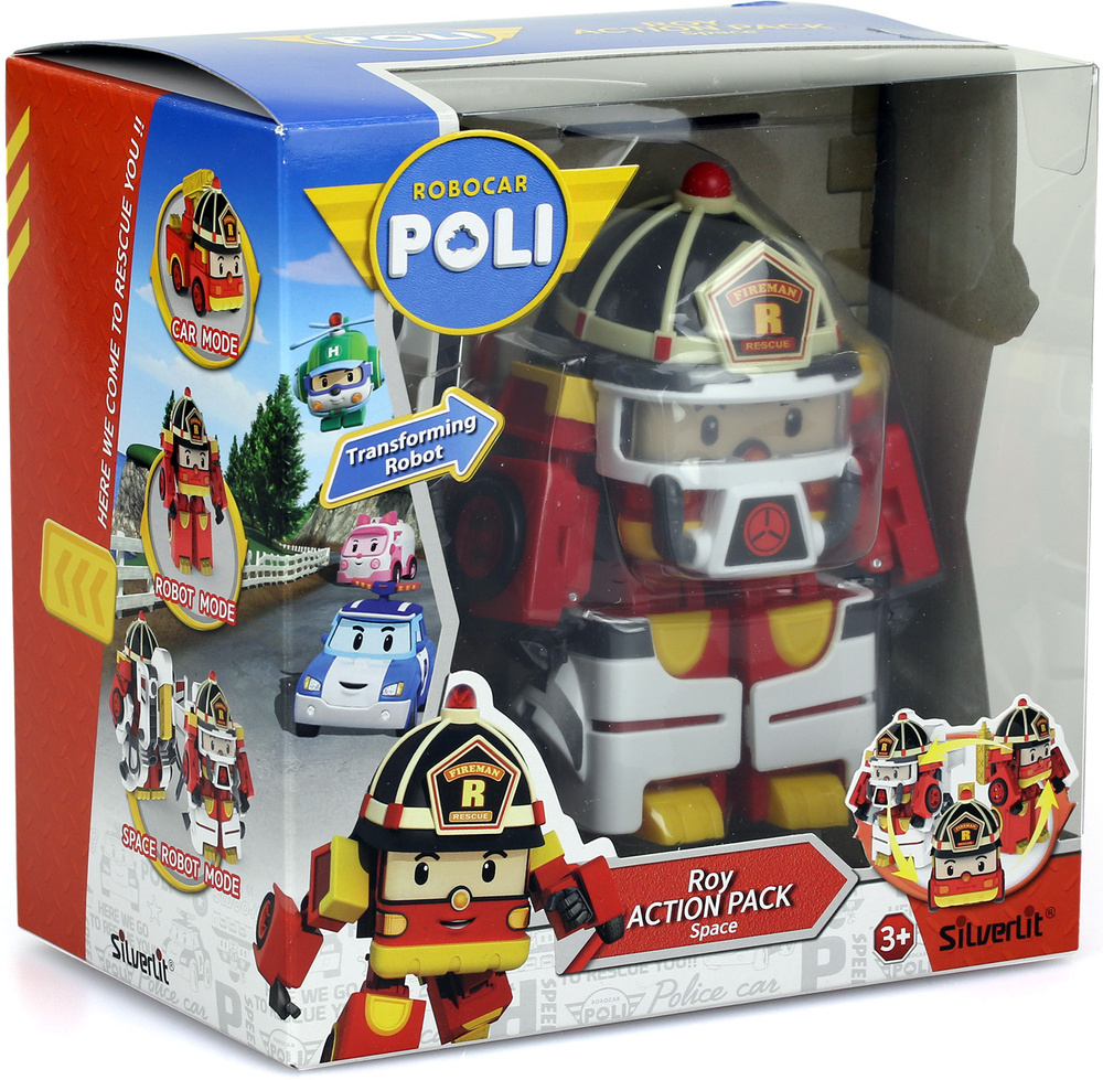 Робот Трансформер, Робокар Поли, Рой 10 см + костюм астронавта, Robocar ...