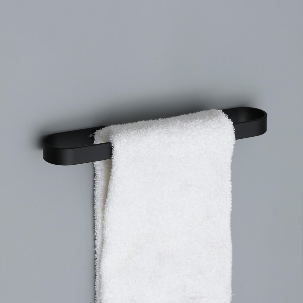 Держатель для полотенец в ванную комнату из алюминия, цвет чёрный, размер 25х5 см  #1