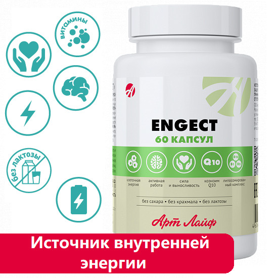 Арт Лайф Engect (Энжект), 60 капсул, Для повышения жизненной энергии ...