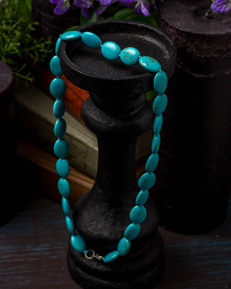 Бусы из натуральной бирюзы на свадьбу на лето / Ожерелье бирюза ...