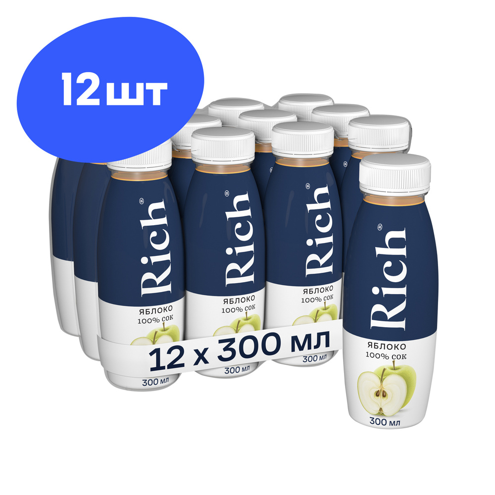 Сок Rich ПЭТ, яблочный, 0,3 л х 12 - купить с доставкой по выгодным ...