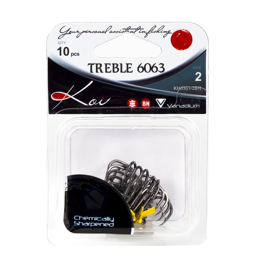 Крючки тройники 10шт для рыбалки KOI 6063 №2, цвет Black Nickel - купить с  доставкой по выгодным ценам в интернет-магазине OZON (618855908)