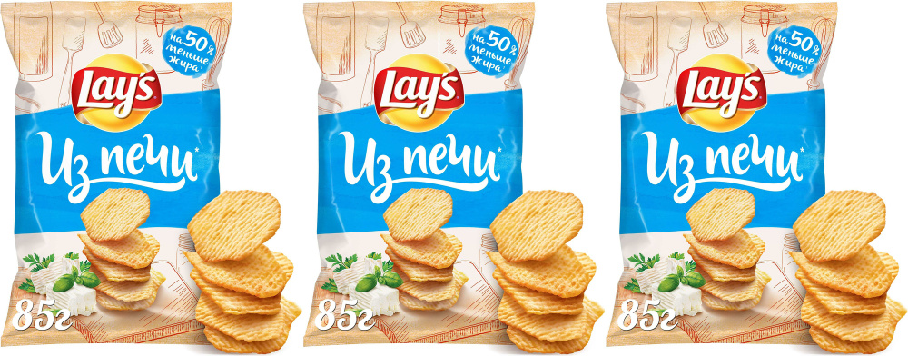 Чипсы картофельные Lay's Из печи Нежный сыр с зеленью 85 г в упаковке, комплект: 3 упаковки  #1