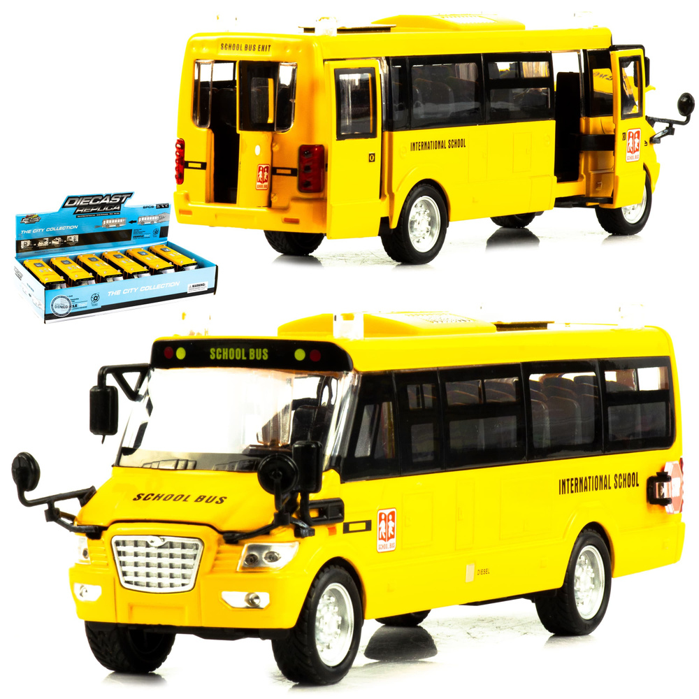 Металлический автобус 1:24 SchoolBus инерционная, свет, звук #1