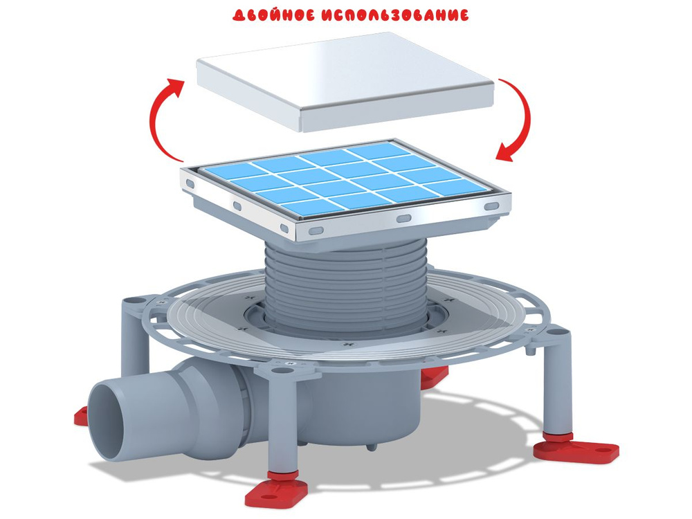 Трап для душа АНИ пласт TVA5812 горизонтальный регулируемый, с ...
