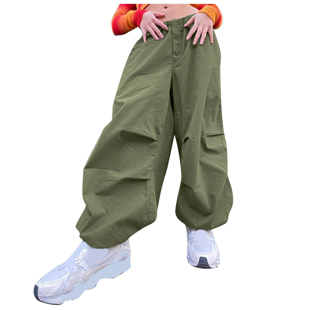 Solid Drawstring Cargo Jogger Pants