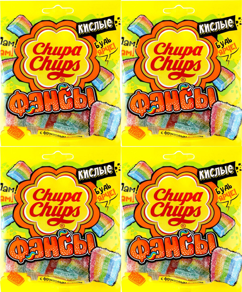 Жевательный мармелад Chupa Chups Фансы, комплект: 4 упаковки по 70 г ...