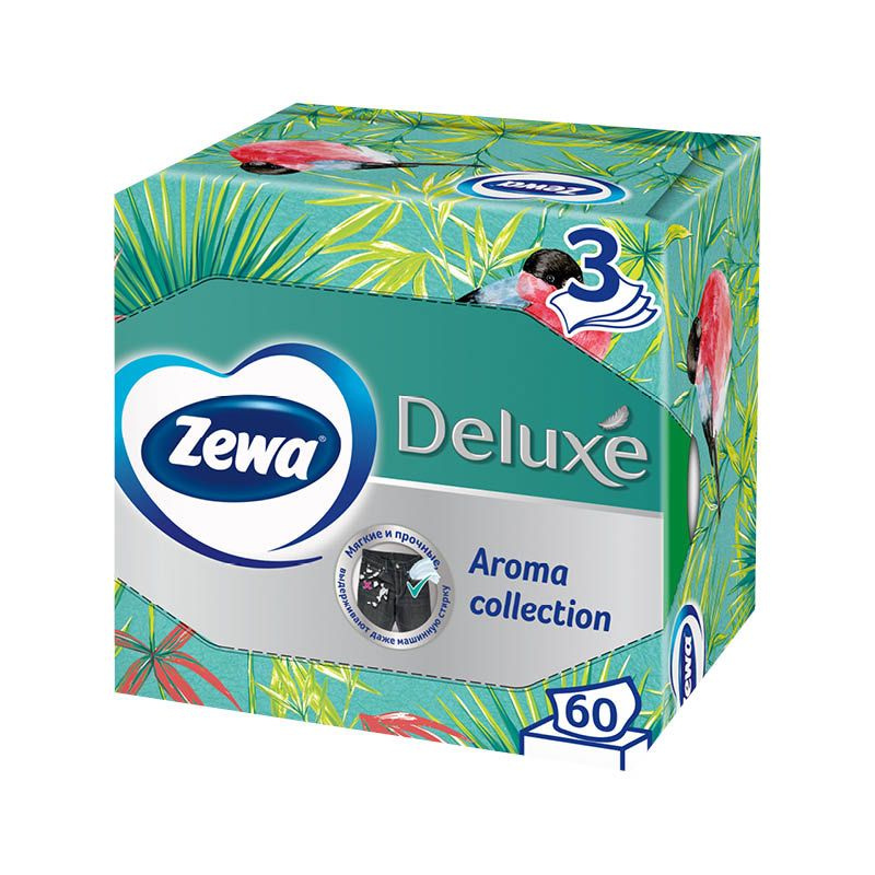 Салфетки бумажные в коробке Zewa Deluxe Арома Коллекция, 3 слоя, 60 шт ...