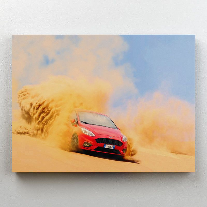 Интерьерная картина на холсте Красный автомобиль Ford Focus в пустыне  размер 40x30 см - купить по низкой цене в интернет-магазине OZON (761607357)
