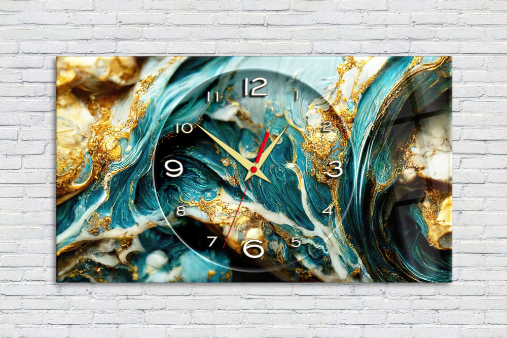 Часы настенные картина на стекле / картина с часами / большие / бесшумные / "Абстракция мрамор. Золотые волны" (70X40 см), Diva Kartina - купить по низкой цене в интернет-магазине OZON (760718635)