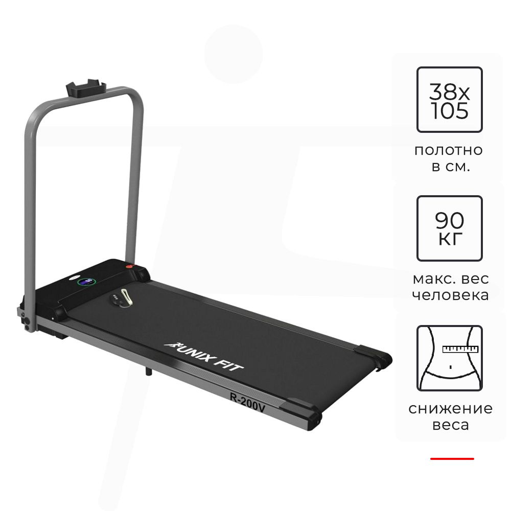 Беговая дорожка UNIX Fit R-200V/ для дома / электрическая / беговое полотно  1050x380мм / скорость до 7,5км/ч / максимальный вес пользователя до 90кг -  купить по доступным ценам в интернет-магазине OZON (693480260)