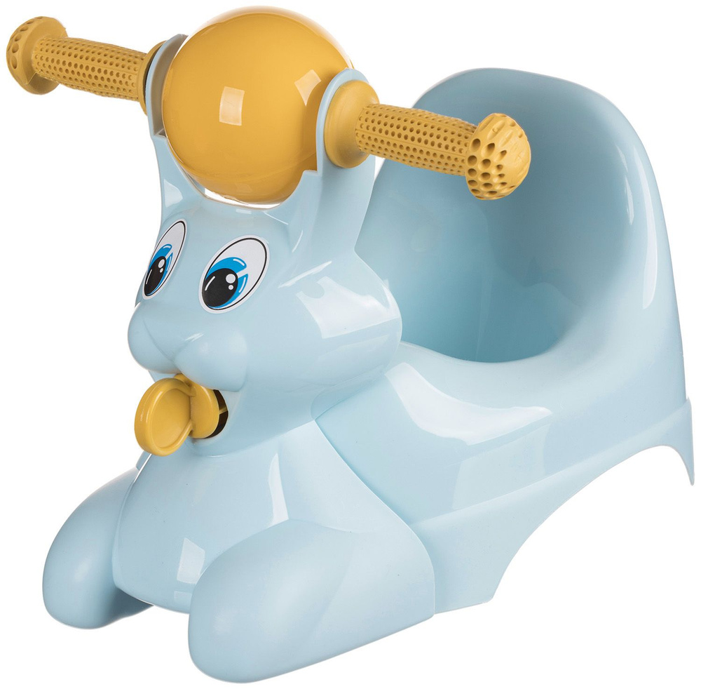 Горшок кресло детское с ручками игрушка съемная Зайчик пластиковый  анатомический туалет для девочек и мальчиков, стульчик с защитой от брызг  42 х 29 х 31 см голубой Lapsi - купить с доставкой