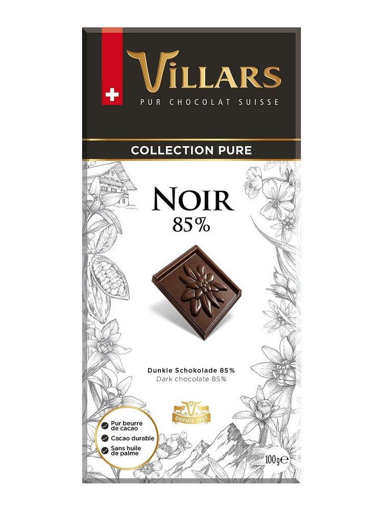 VILLARS Горький шоколад 85% 100г #1