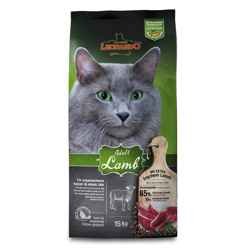 Сухой корм для кошек Леонардо Эдалт Ягненок / Leonardo Adult Lamb 15 кг -  купить с доставкой по выгодным ценам в интернет-магазине OZON (1150054657)