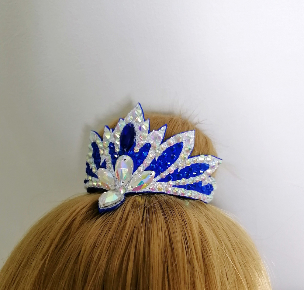 Украшение для волос для художественной гимнастики на пучок корона синяя - купить с доставкой по выгодным ценам в интернет-магазине OZON (810504233)