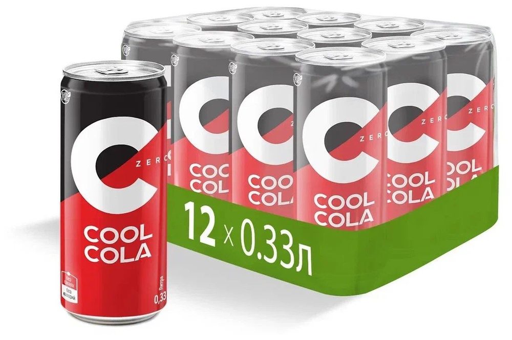Cool Cola Zero (Кул Кола Зеро ), Ал. Банка, 12 штук по 0,33 л, Без сахара  #1
