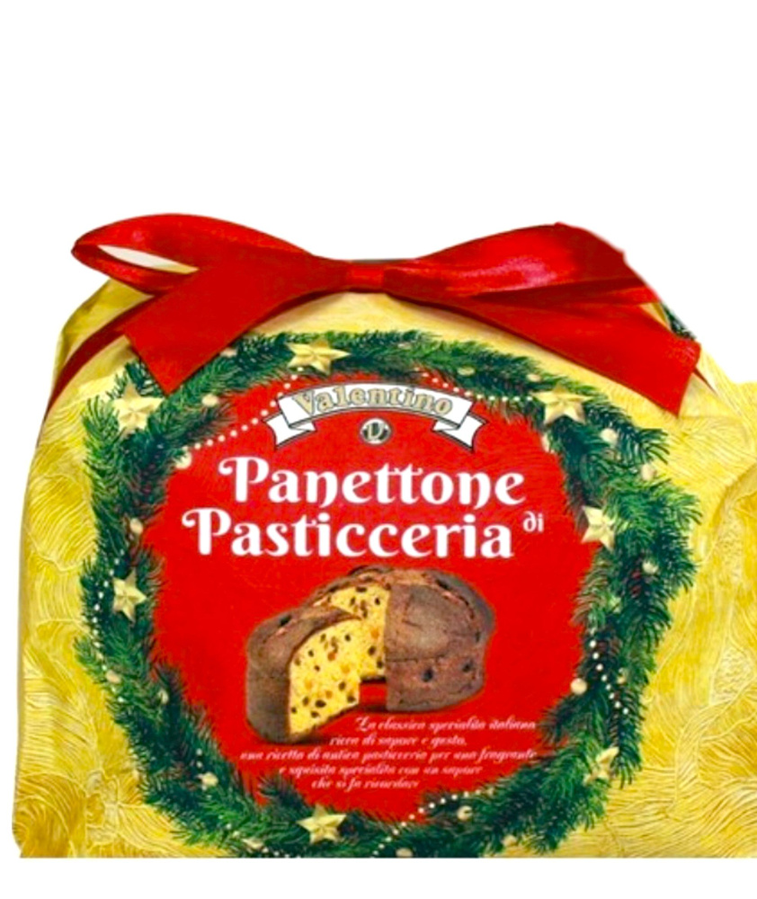 Valentino Panettone Итальянский кекс (пасхальный/ новогодний кулич) с  изюмом и цукатами, желтый 1кг