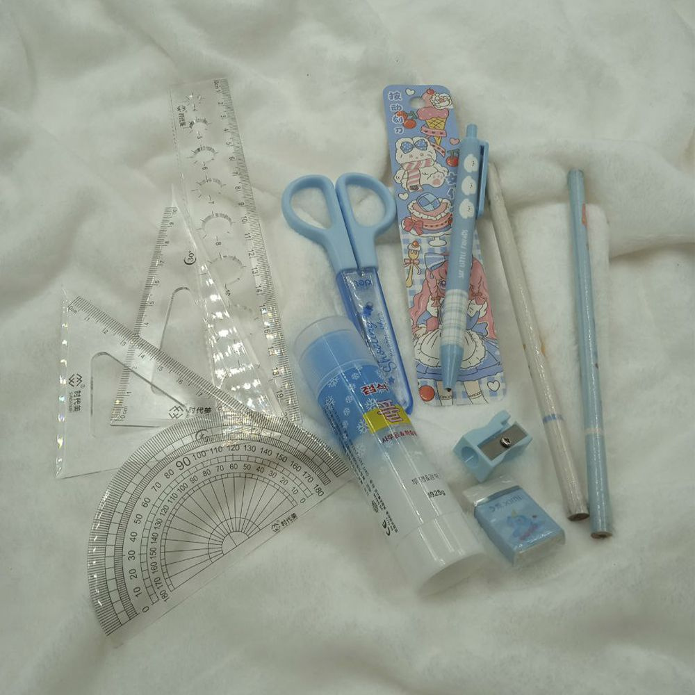 Набор милых канцелярских принадлежностей (11 предметов), голубой ...