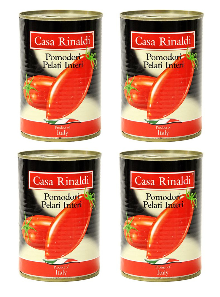Casa Rinaldi Помидоры очищенные в томатном соке, 4 шт. х 400 г #1