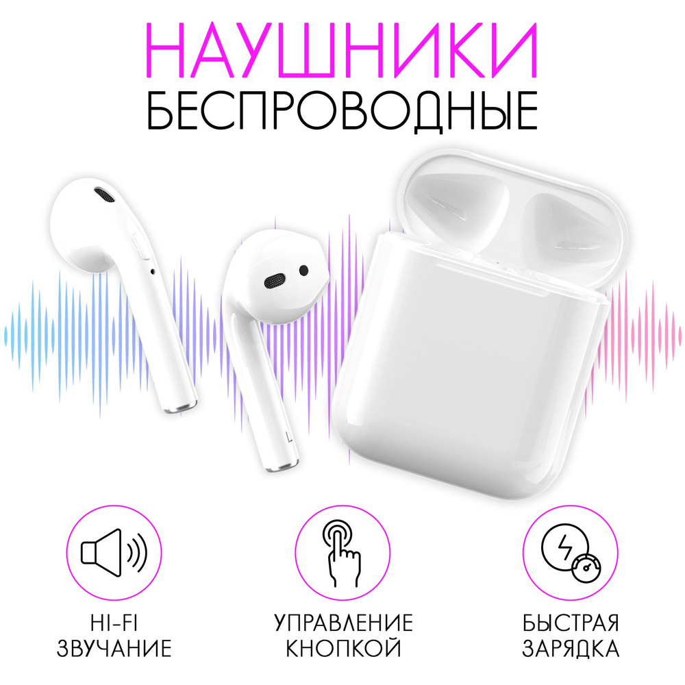 Наушники беспроводные с микрофоном и блютуз / TWS наушники вкладыши с  Bluetooth