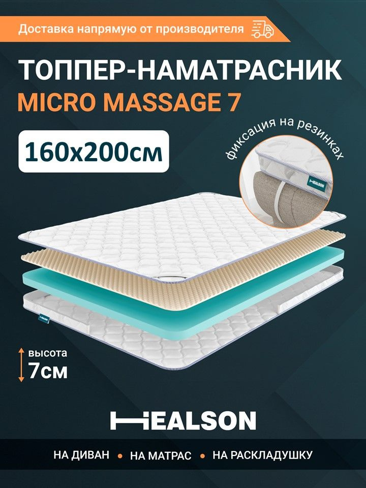 Топпер - наматрасник , матрас беспружинный, Healson Micro Massage 7 160х200 Уцененный товар  #1