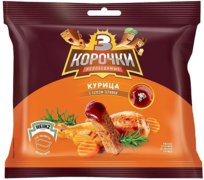 3 Корочки, сухарики со вкусом курицы и соусом терияки, 85 г - 3