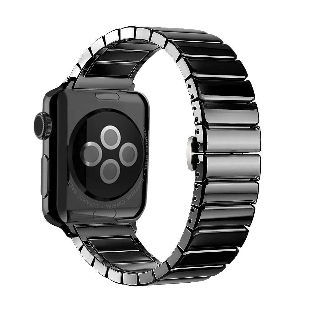 Керамический блочный ремешок для смарт часов Apple Watch (series 1-7 ...
