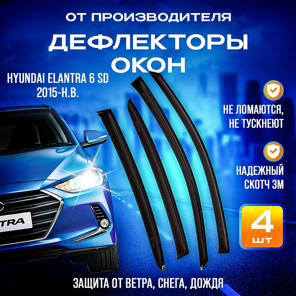 Дефлектор для окон вх03 Elantra купить по выгодной цене в интернет-магазине  OZON (854535102)