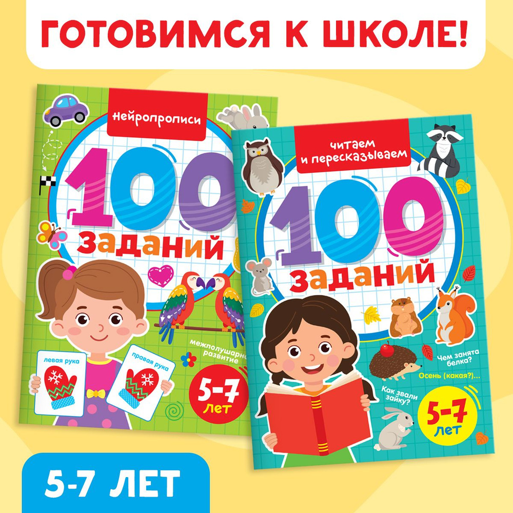 Комплект рабочих тетрадей 100 заданий. Готовимся к школе, 5+ (2 тетради по  48 стр.) - купить с доставкой по выгодным ценам в интернет-магазине OZON  (881787221)