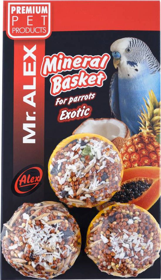 Лакомство Mr. Alex Mineral Basket Экзот корзинка для попугаев, 3 шт, 90 г  #1