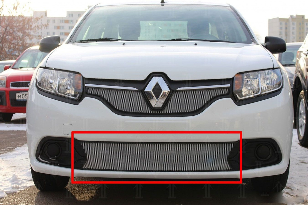 Защита радиатора Renault Logan (Рено Логан) низ черная